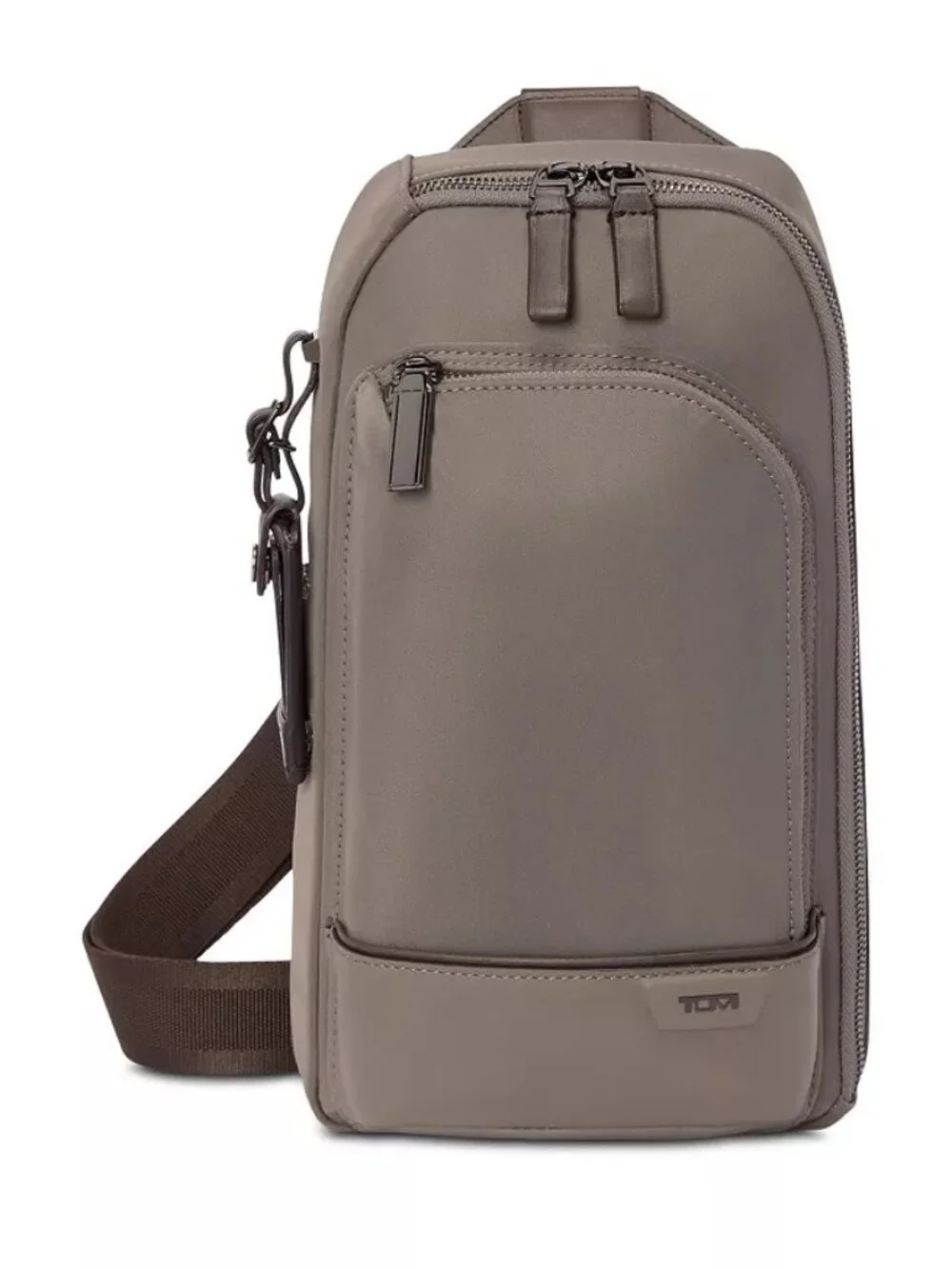 Tumi Harrison Gregory Sling Backpack Leather Crossbody in Taupe Unisex NEW